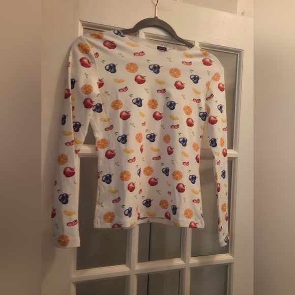 Aleeza Chic Abby Multicolor Fruit Design Long Sleeve Top - Picture 4 of 8